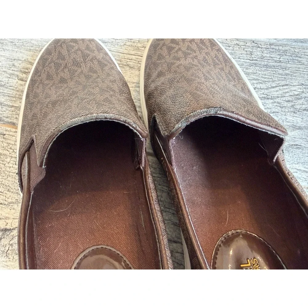 Michael Kors Keaton‎ Slip On Sneakers 9 MK Monogram Flats Womens Shoes Loafers